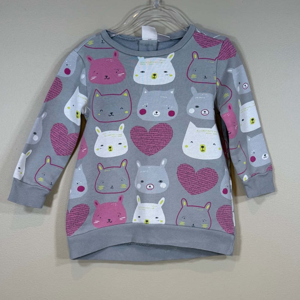 Zara Gray Sweatshirt with Pink and White Animal Design